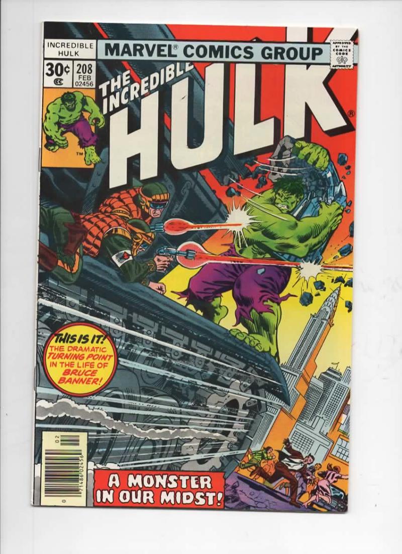HULK #208, VF+, Incredible, Bruce Banner, Monster, 1968 1977, Marvel