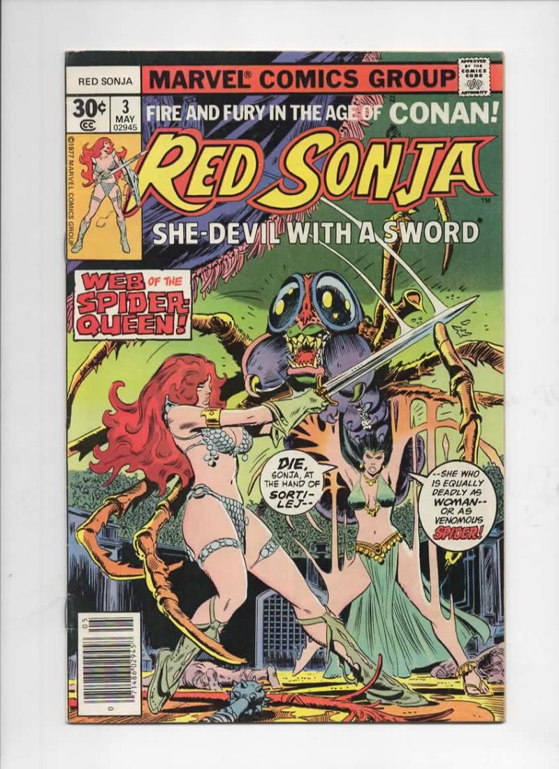 RED SONJA #3, FN+, Robert E Howard, She-Devil Sword, Frank Thorne,1977, Marvel